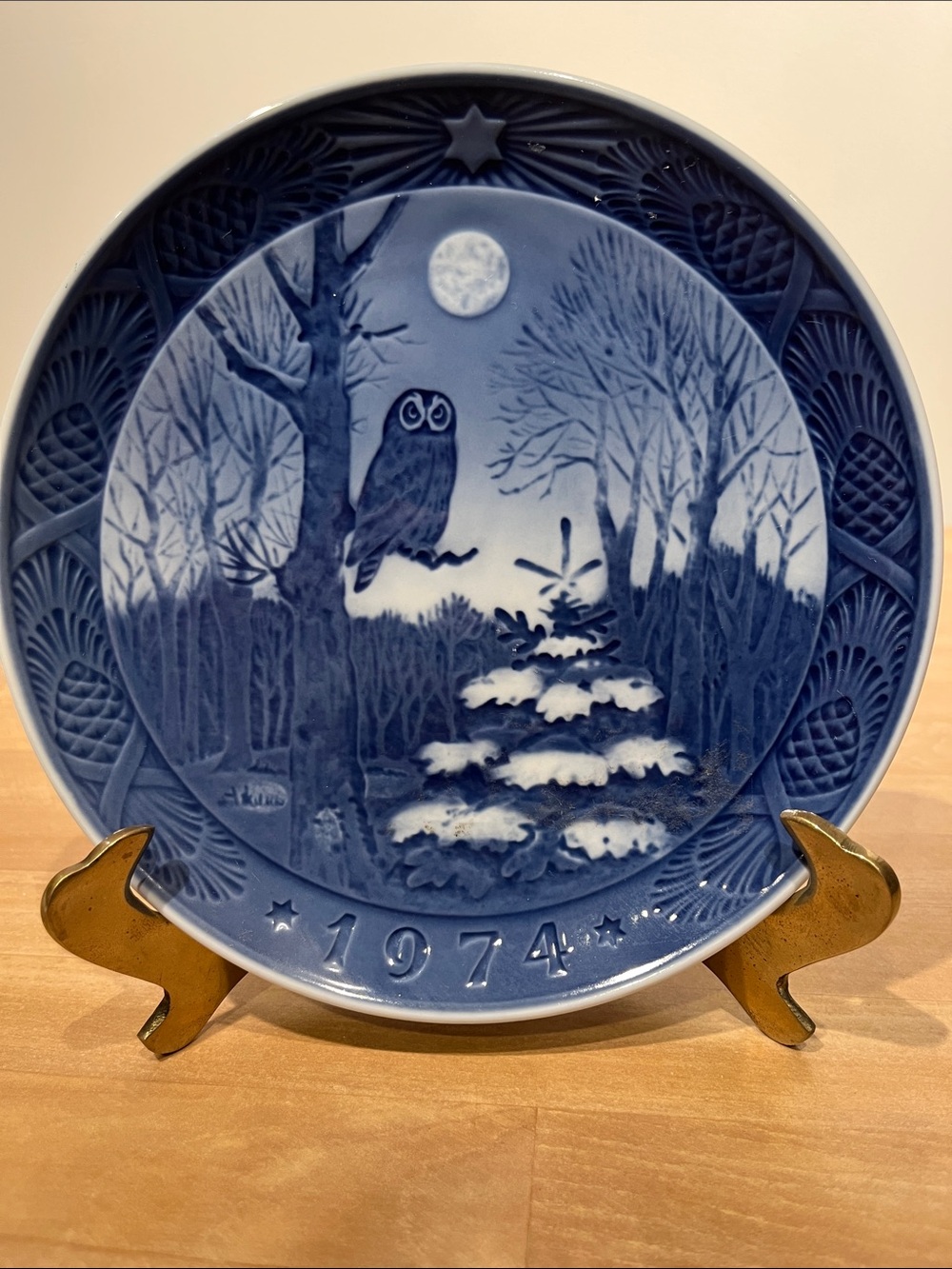 Royal Copenhagen Blue Owl Winter Scene Decorative Plate